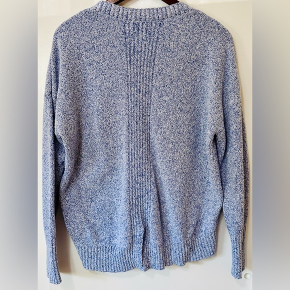 Banana Republic| Cozy Heathered Blue Oversized Crewneck Sweater Sz L - Picture 3 of 6